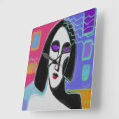 オリジナル抽象芸術絵画ズスクエアウォールクロック スクエア壁時計 (傾斜)