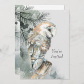 オリジナル招待状 ハウスウォーミングパーティー フクロウ アート 招待状 (正面/裏面)