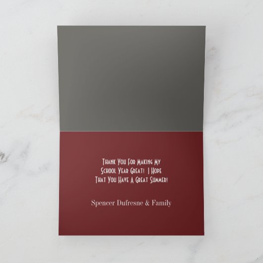 オリジナル教師感謝黒板 サンキューカード (内部)