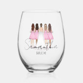 オリジナル新婦カスタムネームギフト ステムなしワイングラス (正面)