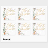 オリジナル植物画の狐 水彩画 メリークリスマス スクエアシール (シート)