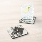 オリジナル様式化された白黒グラフィックアートホース コースター (右側)