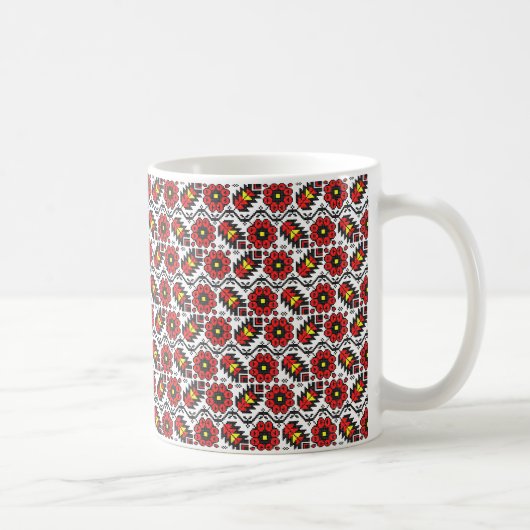オリジナル民俗芸術クロスステッチフローラ花 コーヒーマグカップ (右)