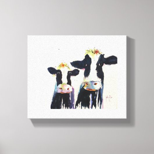 オリジナル水の白黒牛 キャンバスプリント (正面)