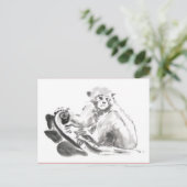 オリジナル水墨画 猿年 十二支 ポストカード (スタンド正面)