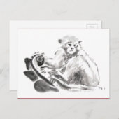 オリジナル水墨画 猿年 十二支 ポストカード (正面/裏面)