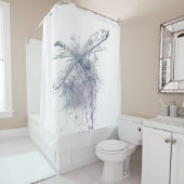 オリジナル水彩のトンボ（グレー・ホワイトのインテリアに） シャワーカーテン (インサイチュ)