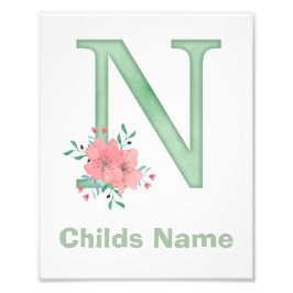 オリジナル水彩アルファベット「N」写真プリント フォトプリント           