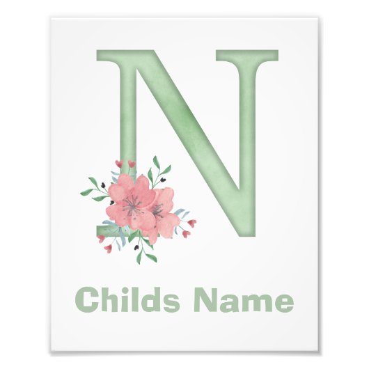 オリジナル水彩アルファベット「N」写真プリント フォトプリント            (正面)