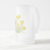 オリジナル水彩カリフォルニアポピー花 フロストグラスビールジョッキ (正面右)