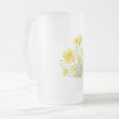 オリジナル水彩カリフォルニアポピー花 フロストグラスビールジョッキ (正面左)
