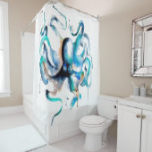 オリジナル水彩タコのシャワーカーテン シャワーカーテン (インサイチュ)