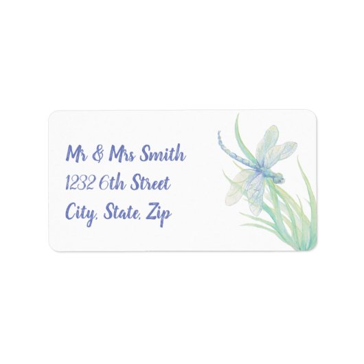 オリジナル水彩トンボ青と緑 ラベル (正面)