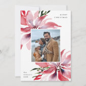 オリジナル水彩ポインセティアス写真 シーズンカード (正面)
