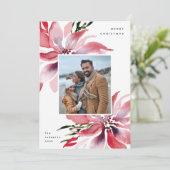 オリジナル水彩ポインセティアス写真 シーズンカード (スタンド正面)