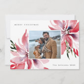 オリジナル水彩ポインセティアス写真 シーズンカード (正面)
