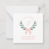 オリジナル水彩リボン ギンガム ギフト エンクロージャー ノートカード (正面)