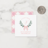 オリジナル水彩リボン ギンガム ギフト エンクロージャー ノートカード (正面/裏面インサイチュ)