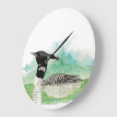 オリジナル水彩共通ルーンバード ラージ壁時計 (傾斜)