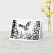 オリジナル水彩打球又は狩りフクロウ鳥 カード (黄色い花)