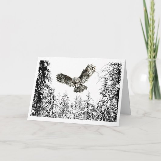 オリジナル水彩打球又は狩りフクロウ鳥 カード (正面)