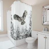 オリジナル水彩打球又は狩りフクロウ鳥 シャワーカーテン (インサイチュ)