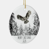 オリジナル水彩打球又は狩りフクロウ鳥 セラミックオーナメント (右)