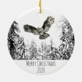 オリジナル水彩打球又は狩りフクロウ鳥 セラミックオーナメント (裏面)