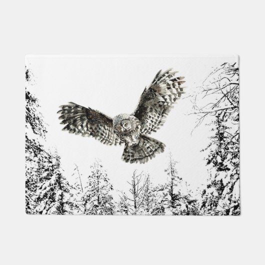 オリジナル水彩打球又は狩りフクロウ鳥 ドアマット (正面)