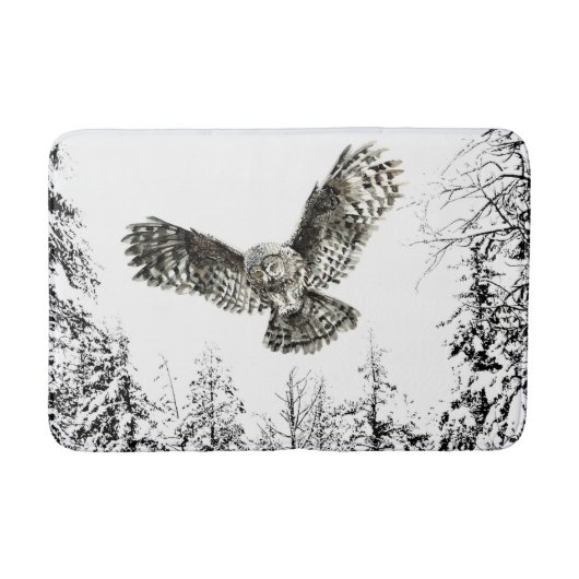 オリジナル水彩打球又は狩りフクロウ鳥 バスマット (正面)