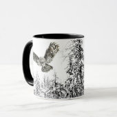オリジナル水彩打球又は狩りフクロウ鳥 マグカップ (正面左)
