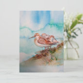 オリジナル水彩画のサンドピッパー ビーチ 鳥 アート 招待状 (スタンド正面)