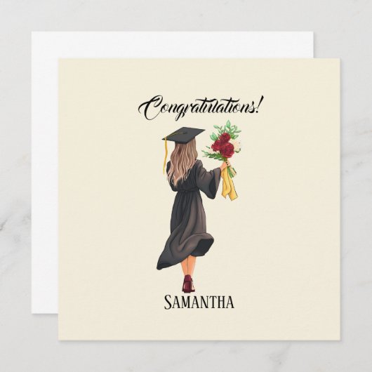 オリジナル水彩画の卒業祝い (正面/裏面)