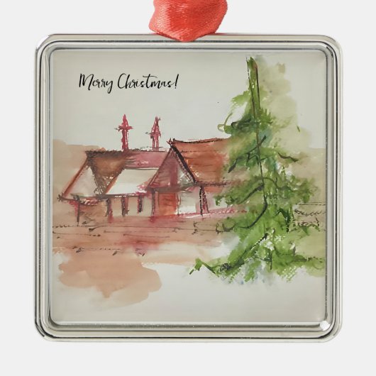 オリジナル水彩画 メタルオーナメント (正面)