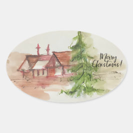 オリジナル水彩画 楕円形シール