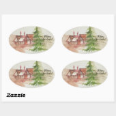 オリジナル水彩画 楕円形シール (シート)