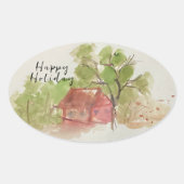 オリジナル水彩画 楕円形シール (正面)