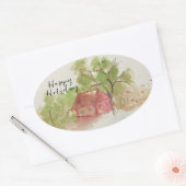 オリジナル水彩画 楕円形シール (封筒)