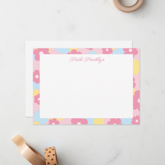 オリジナル水彩花イラスト便箋 ノートカード (正面/裏面インサイチュ)