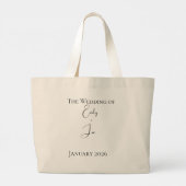 オリジナル水彩花ゴールドのブライズメイド ラージトートバッグ (裏面)