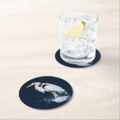 オリジナル水彩青素晴らしヘロンバードカスタム ラウンドペーパーコースター (インサイチュ)