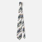 オリジナル水彩青素晴らしヘロンバード野生生物 ネクタイ (正面)