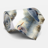オリジナル水彩青素晴らしヘロンバード野生生物 ネクタイ (ロール)