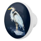 オリジナル水彩青素晴らしヘロンバード セラミックノブ (右)