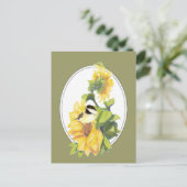 オリジナル水彩《鳥》アメリカゴガラひまわり ポストカード (スタンド正面)