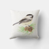 オリジナル水彩《鳥》アメリカゴガラインパインツリー自然 クッション (裏面)