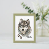オリジナル水色グレーウルフ – トラック動物 ポストカード (スタンド正面)