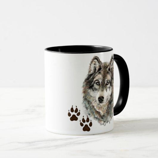 オリジナル水色グレーウルフ – トラック動物 マグカップ (正面右)