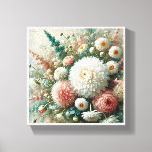 オリジナル油彩抽象芸術緑花 キャンバスプリント (正面)