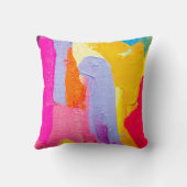 オリジナル油彩画:カラフル抽象芸術 クッション (裏面)